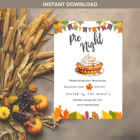 Pie Night Invitations, Pie Night, Diva Party, Fall Pies, Swap Party, Pie Thanksgiving, Thanksgiving Pie, Relief Society Activities, Thanksgiving Pies