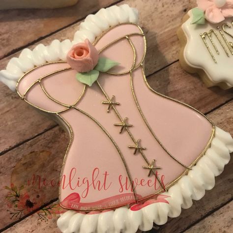 Corset Cookies Decorated, Lingerie Shower Cookies, Corset Cookies, Cookies Clothing, Decor Cookies, Lingerie Cookies, Wedding Shower Cookies, Bachelorette Cookies, Cookie Cake Designs