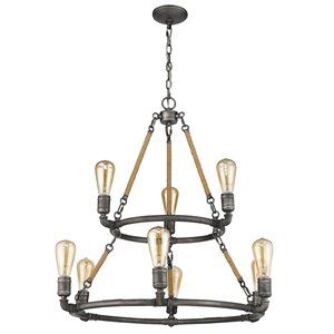 Acclaim Lighting Grayson Chandelier - 9-Light - Antique Gray | Lowe's Canada Gray Chandelier, Industrial Chandeliers, Acclaim Lighting, Color And Texture, Industrial Chandelier, Outdoor Light Fixtures, Chandelier Style, Chandelier Ceiling Lights, Rustic Industrial