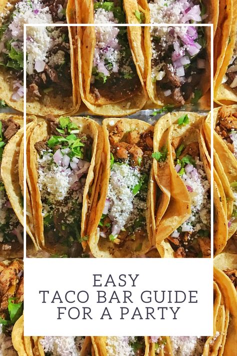 A Taco Bar is the ideal party meal, can go so far, and is extremely affordable. Feed a crowd of 24 for under $150 and I promise every guest will leave happy! We had a taco bar at our baby’s first birthday, and I know it’s the start of an amazing tradition. Serve it up alongside some sangria and beer to make it a festive adult party. My favorite part about this taco bar party meal is that it is SO EASY to prep and have ready for the party day, with little effort. Carnitas Party Taco Bar, Taco Bar Set Up Ideas Mexican Buffet, Taco Bar Party Buffet, Buffalo Wild Wings Street Tacos Recipe, Walking Taco Bar Party Set Up, Taco Bar Buffet Set Up, Taco Bar Set Up Ideas, Easy Taco Bar, Taco Bar Recipes