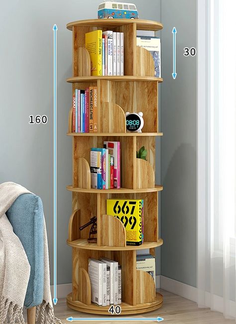 360 Bookshelf, Book Shelf Organizer Ideas, Circular Bookcase, Home Library Bookshelves, Round Bookcase, Book Shelf Design, Round Bookshelf, Bookshelves Design, Wooden Library