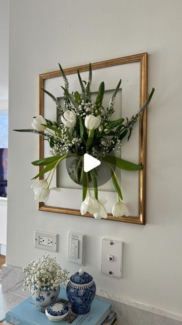 Kate Lewis | K8NewYork on Instagram: "Why yes I do! Tall flowers work as well ☺️

🏷️ 
#nycapartment #nycapartments #nychome #nychomes #gallerywall #gallerywalldecor #gallerywallinspo #gallerywalls #walldecor #walldecoration #diyhome #diyhomedecor #diyhomeprojects #renterfriendly #diyhomedecorating #renters #homedecor #diy #homedecoration #homedecorating #goldframe #goldframes #flowerart #flowerartwork #3dart #3dprints #wallart #wallartdecor #uniquedecor" Kate Lewis, Fantastic Flowers, Unique Floral Arrangements, Tall Flowers, Gallery Wall Decor, Flower Artwork, Flower Arranging, Renter Friendly, May 7