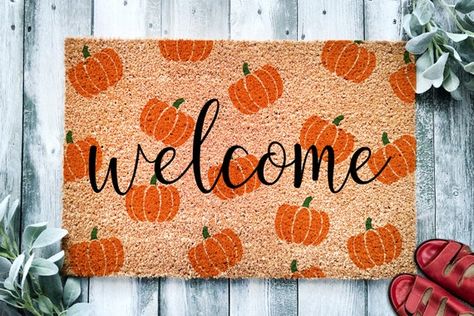 Welcome Pumpkin Pattern Door Mat Fall Doormat Welcome Mat | Etsy Welcome Funny, Home Door Mat, Halloween Mats, Diy Shower Curtain, Porch Mat, Funny Welcome Mat, Doormat Funny, Fall Doormat, Halloween Door Mat