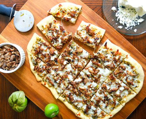 This carnitas pizza is seriously one of the best homemade pizzas we’ve ever made! It was inspired by our love of our spicy salsa verde. The combination of salsa verde as the base for pizza topped with crispy carnitas makes for a delectable gourmet carnitas pizza. Truly! I will say though, if you don’t use a spectacular...Read More » Carnitas Pizza Recipe, What To Do With Leftover Carnitas, Carnitas Pizza, Carnitas Salsa Verde, Carnitas With Pineapple Salsa, Recipe Using Salsa, Shredded Pork Chili Verde, Salsa Pizza, Leftover Carnitas