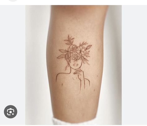 Head In The Flowers Tattoo, Woman Head With Flowers Tattoo, Minimalist Flower Head Tattoo, Flowers From Head Tattoo, Floral Head Tattoo Minimalist, Woman Plant Tattoo, Blooming Woman Tattoo, Tattoo Women With Flower Head, Blooming Head Tattoo