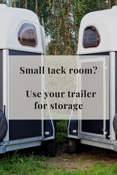 If you have a small tack room, you can use your horse trailer for additional storage. This is a great way to maximize space and keep your tack organized. Utilizing the trailer for storage can help you save money and keep your tack safe and secure. With proper organization, you can easily access your tack when you need it. #horselife #horsetrailer #smalltackroom Horse Float Storage Ideas, Horse Trailer Tack Room Makeover, Horse Trailer Tack Room Ideas, Horse Trailer Tack Room, Small Tack Room Organization, Diy Horse Trailer Tack Room, Horse Trailer Tack Room Organization, Small Tack Room Ideas, Horse Trailer Hacks Tack Rooms