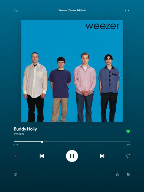 #weezer #music #spotify Weezer Spotify Covers, Buddy Holly Weezer, Band Tee Aesthetic, Oingo Boingo, Music Spotify, Buddy Holly, Weezer, Talking Heads, Aesthetic Songs