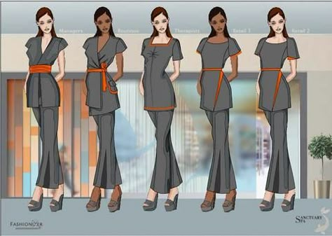 Fashionizer Spa works alongide clients for its spa uniform programmes. See our bespoke spa tunics & trousers for The Sanctuary, London Spa London, Spa Outfit, Salon Uniform, Hotel Uniforms, Spa Uniform, Professional Uniforms, Salon Wear, Restaurant Uniforms, Hotel Uniform