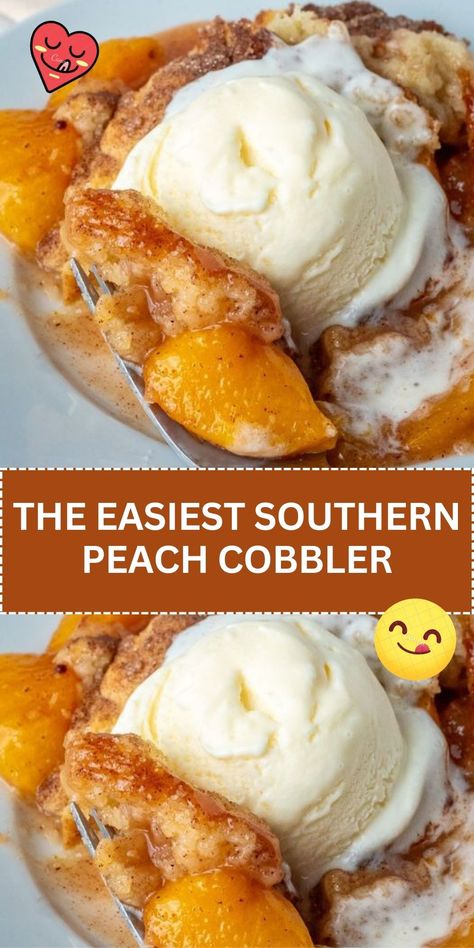 THE EASIEST SOUTHERN PEACH COBBLER Can Peach Cobbler, Canned Peach Cobbler Recipe, Good Peach Cobbler Recipe, Best Peach Cobbler, Homemade Peach Cobbler, Cobbler Recipes Easy, Southern Peach Cobbler, Easy Peach Cobbler Recipe, Cobbler Easy