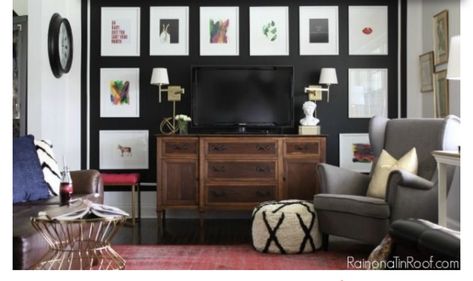 How To Decorate Around A Tv, Tv Gallery Wall, Tv Fal, Diy Accent Wall, Flat Screen Tv, Declutter Your Home, A Living Room, Diy Home Decor Projects, Affordable Wall Art