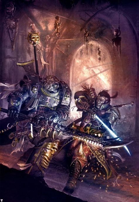 'Imperial Entanglements' by Majestic Chicken (DeviantArt) (Quixos battling Inquisitor Eisenhorn) Warhammer 40k Memes, Dark Future, 40k Art, Rogue Traders, Astra Militarum, 40k Artwork, Warhammer 40k Art, Warhammer Art, Warhammer 40k Artwork