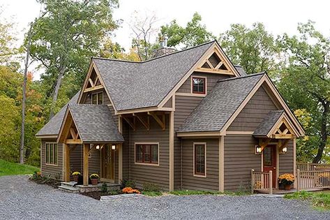 5 Outstanding Woodhouse Timber Frame Lake Homes - Woodhouse The Timber Frame Company Exterior Refresh, Cottage Remodel, Fox Den, Cabin Exterior, Brown House, Country Cabin, Exterior Home, Exterior Paint Colors For House, Timber Frame Homes