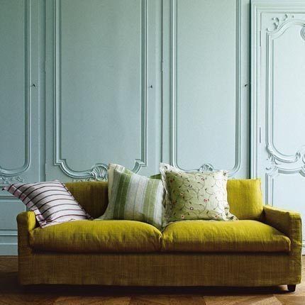 Green with Envy: Chartreuse • theStyleSafari Chartreuse Decor, Trendy Kitchen Colors, Turquoise Walls, Yellow Sofa, Green Couch, Trendy Furniture, Green Sofa, Green Rooms, Couches Living Room