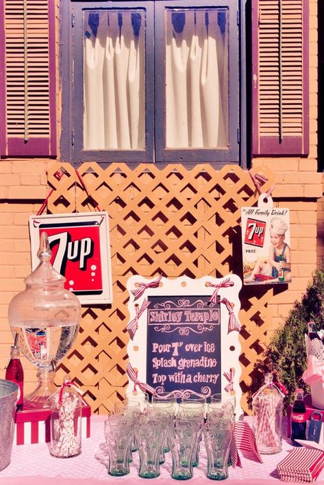 Shirley Temple Inspired 2nd Birthday Party with REALLY CUTE IDEAS via Kara's Party Ideas | KarasPartyIdeas.com #ShirleyTemple #AnimalCracker... Shirley Temples, Shirley Temple Drink, Champagne Party, 2nd Birthday Party, Drink Station, Cute Ideas, Hostess With The Mostess, Birthday Party Planning, Shirley Temple