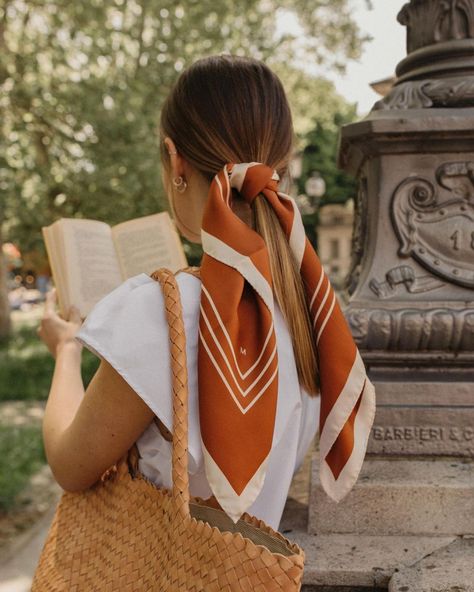 MILANER on Instagram: “See what a scarf can do. Our new Lily Silk Scarf is the go-to accessory for adding a touch of luxury among breezy linens and casual looks.…” Silk Scarf In Hair, Scarf In Hair, Hair Silk Scarf, Lily Silk, Como Italy, Japanese Silk, Mom Style, Scarf Hairstyles, Coral Pink