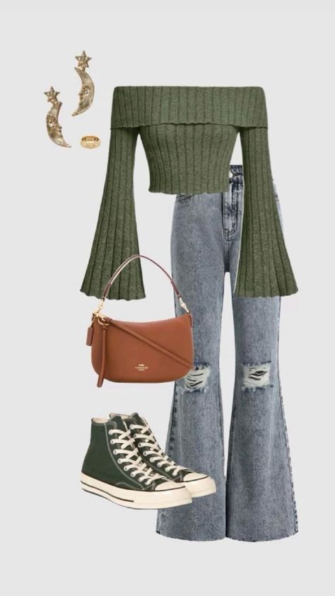 Supervisor Outfit Womens Casual, Casual Fall Jeans Outfit, Warm Skin Tone Clothes Outfit, Nature Walk Outfit, Green Outfit Ideas, Jeans Outfit Women, Outfit Primavera, Outfit Inspo Casual, Everyday Fashion Outfits