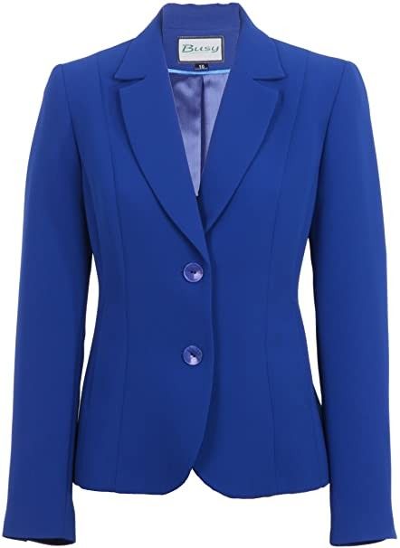 Female Shirt Designs, Royal Blue Skirts, Outfit Beige, Royal Blue Suit, Women's Office, Blazer Pattern, Jacket Outfit Women, Dressy Jackets, Office Suit