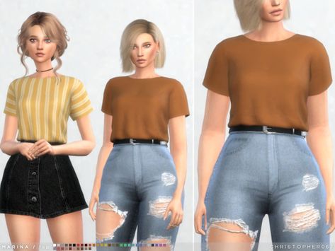 A simple over sized tucked t-shirt with big sleeves for the perfect comfy casual look. Pair with ripped skinnies for an effortless chic look.  Found in TSR Category 'Sims 4 Female Everyday' Christopher067 Sims 4 Cc, Sims4 Shirts, Sims Tops, Simulator Games, Alpha Cc, Sims 4 Tsr, Sims Clothes, Pelo Sims, Big Sleeves