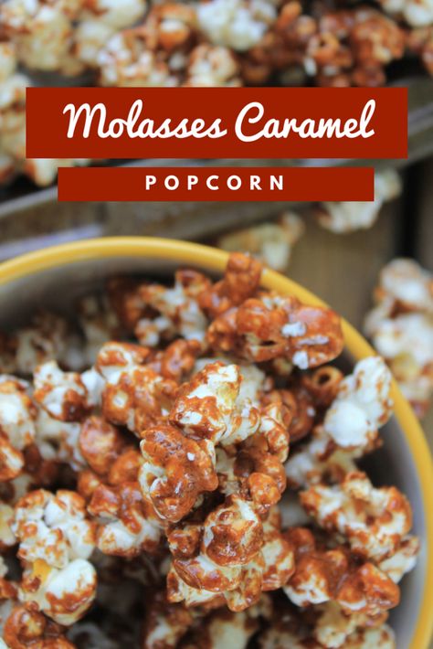 Old Fashioned Molasses Caramel Corn #caramelcorn #dairyfree #vegandessert Caramel Corn With Molasses, Molasses Popcorn, Baked Popcorn, Vegan Superbowl Snacks, Yum Snacks, Candied Popcorn, Best Vegan Ice Cream, Caramel Corn Recipe, Zucchini Dinner Recipes