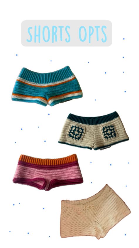 Crochet Micro Shorts, Knit Shorts Pattern, Beach Crochet, Micro Shorts, Crochet Clothing And Accessories, Kawaii Crochet, Crochet Shorts, Crochet Fashion Patterns, Diy Crochet Projects