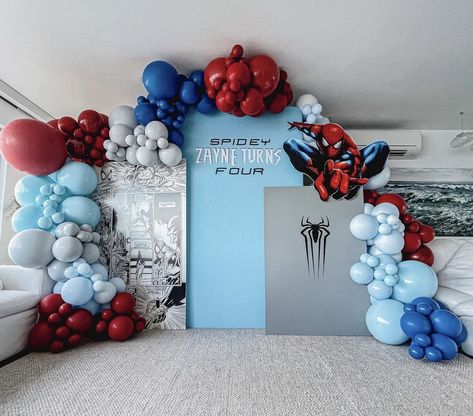 Birthday Ballon Decorations, Birthday Event Ideas, Spiderman Theme Party, Spiderman Birthday Party Decorations, Thomas Birthday Parties, Spiderman Decorations, Spiderman Theme, Pj Masks Birthday, Birthday Party Background