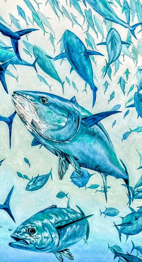 Blue Marlin Photography, Ocean Fish Drawing, Tuna Painting, Fishes Painting, Fauna Marina, Fish Artwork, Coastal Artwork, Underwater Art, Ocean Fish