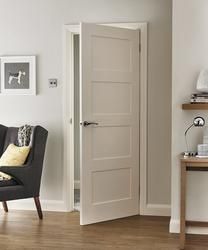 This 4 Panel Shaker smooth internal moulded door has a simple design that would suit both contemporary and traditional interiors. White Bedroom Door, Interior Door Styles, Modern Exterior Doors, Inside Doors, Living Room Door, Indoor Doors, Black French, House Doors, French Doors Interior