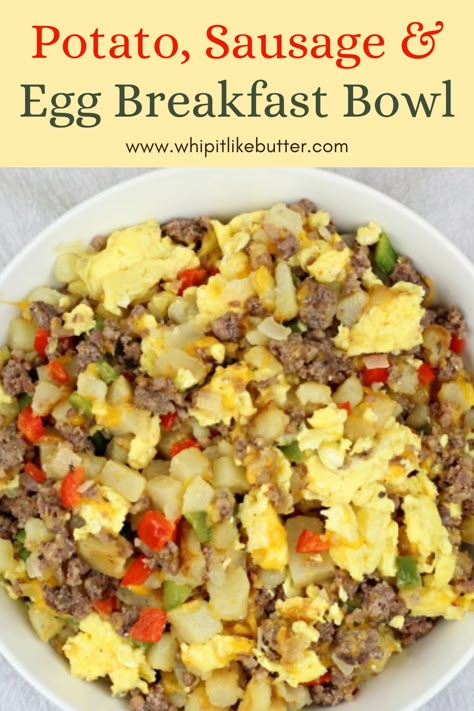 Image of Potato, Sausage and Egg Breakfast Bowl Sausage And Scrambled Eggs, Egg Sausage Scramble, Eggs And Sausage Recipes, Sausage Eggs Potatoes Skillet, Sausage And Egg Scramble, Sausage Egg And Potato Skillet, Crumbled Sausage Recipes Breakfast, Breakfast Skillet Recipes Sausage, Eggs Sausage Potatoes Breakfast