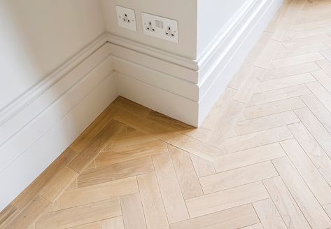 A before and after of a refurbished townhouse in London Floor With Border, Herringbone Tile Floors, Wood Floor Design, Herringbone Wood Floor, Herringbone Wood, Victorian Townhouse, Herringbone Floor, Herringbone Tile, Modern Bedroom Design