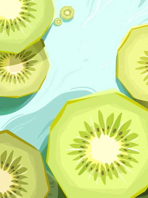 Kiwi Illustration Fruit, Kiwi Illustration, Background Fruit, Fruit Background, Colour Study, Fruit Decorations, Food Backgrounds, Kiwi Fruit, Wallpaper Photos