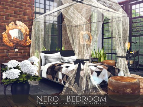 Sims 4 Canopy Bed Cc Maxis Match, Sims 4 Cc Canopy, Sims 4 Canopy Bed, Sims 4 Canopy, Modern Floral Wallpaper, Sims 4 Beds, Sims Furniture, 4 Poster Beds, Canopy Bed Frame