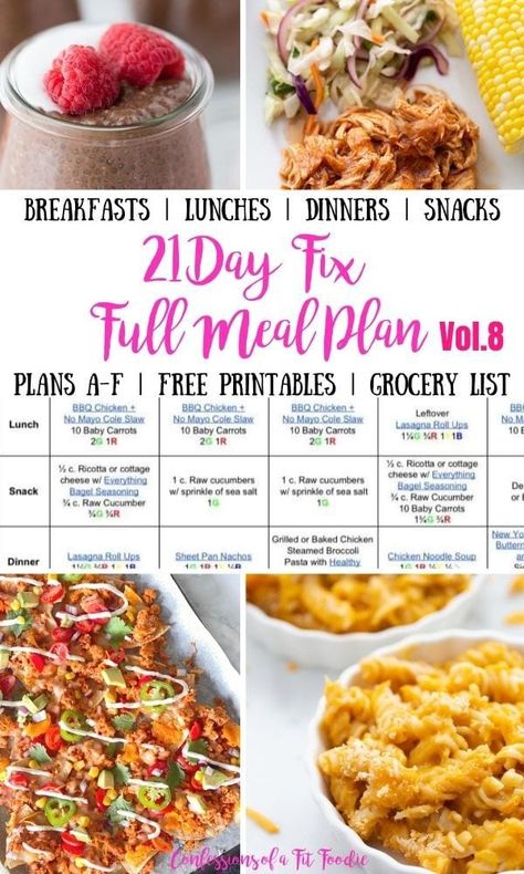 Looking for a FREE 21 Day Fix Meal Plan to help kick off 2021?   This complete ultimate portion fix meal plan contains breakfast, lunch, dinner, and snacks, for ALL 21 Day Fix Plans A-F, plus prep tips and an itemized printable grocery list! This is a meal planning dream! R3 Meals, Fixate Meals, 21 Day Fix Meal Prep, 2b Recipes, Beachbody Meal Plan, 21 Day Fix Menu, Confessions Of A Fit Foodie, Inspired Taste, 21 Day Fix Plan