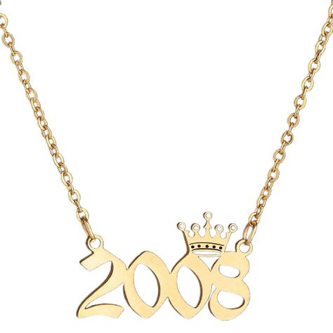 PRICES MAY VARY. Title: Bluelans Old English Number Pendant Birth Year Necklace Crown Stainless Steel Exquisite Chain Necklace for Women Jewelry Anniversary Birthday Gift, 2000-2019 Gold 2008. Product Type: Departments > Women > Jewelry > Necklaces > Pendant Necklaces Birth Year Necklace, Year Necklace, Necklaces Pendant, Wrist Jewelry, Birth Year, Summer Bracelets, Old English, Necklace For Women, Metal Stamping