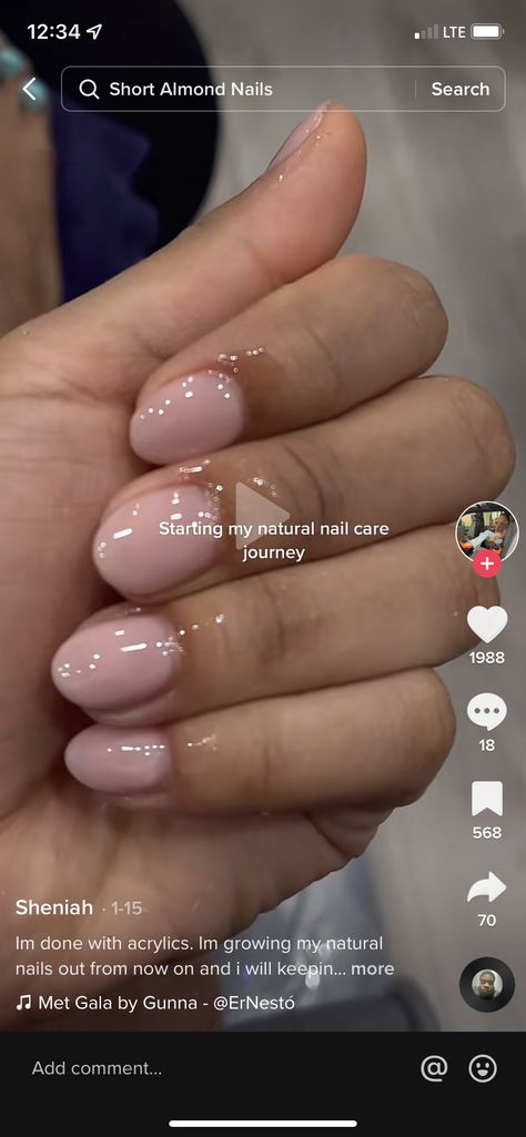 Natural Nail Care, Short Almond Nails, Short Almond, Tip Nails, Round Nails, Pretty Acrylic Nails, All Things Beauty, Almond Nails, Natural Nails