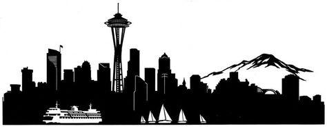 Seattle Skyline Drawing, Seattle Skyline Outline, Seattle Skyline Tattoo, Seattle Skyline Silhouette, Travel Themed Room, Cricut Patterns, Skyline Tattoo, Skyline Drawing, Super Coloring Pages