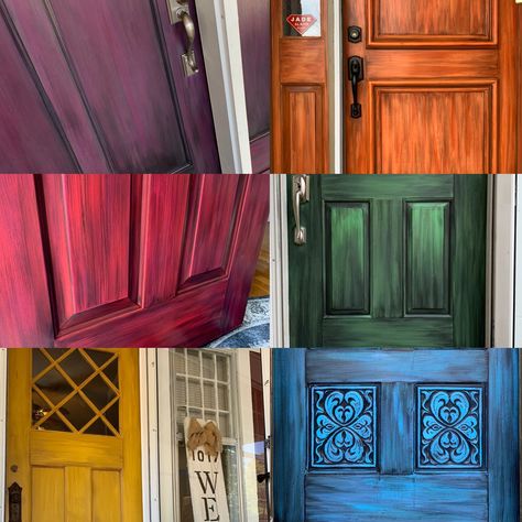 Unique Painted Doors Interior, Colorful Doors, Painting Bedroom Doors Creative, Painted Bedroom Doors Creative, Funky Painted Interior Doors, Painted Doors Creative Bedroom, Painted Door, Painted Bedroom Doors, Remodeling Hacks