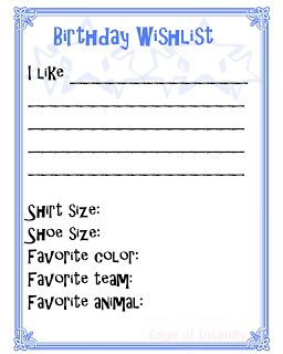 Edge of Insanity: FREE Birthday Wishlist Printable! Birthday Gift List, Wishlist Printable, Hbd Quotes, Falling In Love Quotes, Happy Thanksgiving Quotes, Free Birthday, Thanksgiving Quotes, Creative Activities For Kids, Preschool Printables