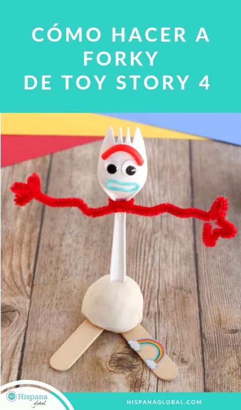 Cómo hacer tu propio "Forky" inspirado en Toy Story 4 - Hispana Global Diy Forky, Disney Crafts For Kids, Toy Story Crafts, Disney Camping, Disney Activities, Toddler Arts And Crafts, Toy Story Birthday Party, Birthday Party Activities, Disney Day