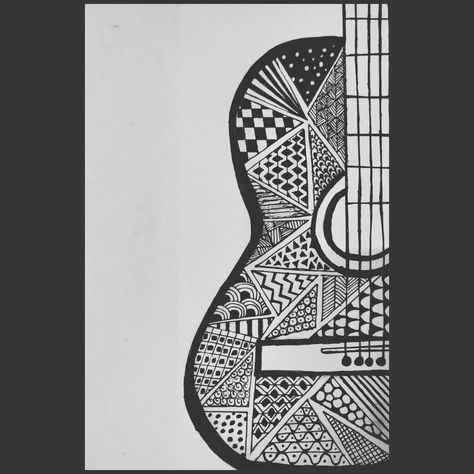 Guitar Violin Mandala Art, Guitar Mandala Drawing, Guitar Doodle Art, Guitar Drawing Sketches, Guitar Mandala Art, Mandala Guitar, Guitar Doodle, Guitar Sketch, Mandala Book