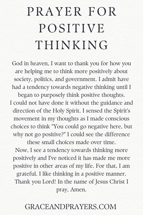 Searching for a prayer to have positive thinking? Need to pray for good thoughts? We'll share 6 powerful prayers that can help. Prayers For Bad Thought, Prayer For Positive Thoughts, Prayer For Education, Prayers For Positive Thinking, Prayers For Positivity, Prayer For Positive Outcome, Prayer For Negative Thoughts, Prayer For Positivity, Prayer Against Bad Thoughts