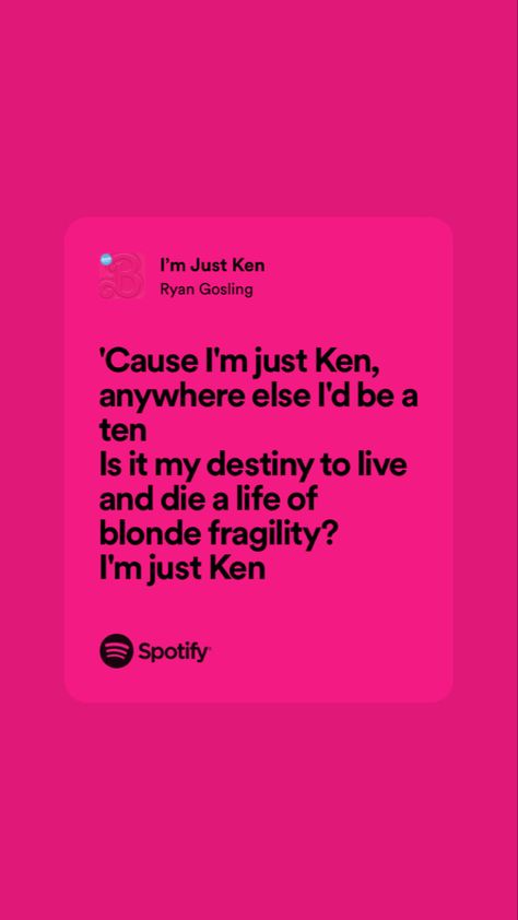 Lyrics ~ Barbie <3 Im Just Ken, Ryan Gosling, Marketing, Music, Pink