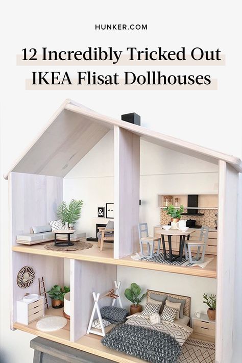 If you're looking for a fun addition to your nursery, try the Flisat dollhouse, which can be totally tricked out, as proven by these creative parents/DIYers. Check out their impressive designs. #hunkerhome #ikea #dollhouse #dollhouseideas #kidsroom Ikea Dollhouse Diy, Flisat Ikea Dollhouse, Diy Ikea Dollhouse, Ikea Doll House, Ikea Dolls House, House For Barbie, Ikea Flisat Dollhouse, Baby Zimmer Ikea, Flisat Dollhouse