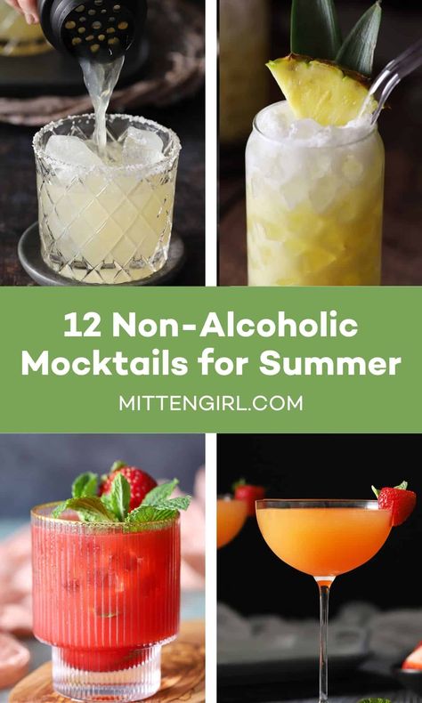 Summer Mocktail Recipes, Drinks For Summer, Summer Mocktail, Summer Mocktails, Easy Mocktails, Best Non Alcoholic Drinks, Zero Alcohol, Easy Mocktail Recipes, Summer Drinks Alcohol