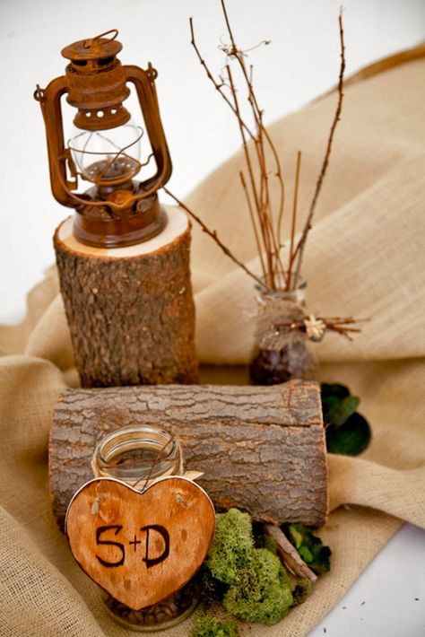 Ways To Use Wedding Monogram In Big Day Decor ❤ See more: http://www.weddingforward.com/wedding-monogram/ #weddings Wood Centerpieces Wedding, Woodland Wedding Centerpieces, Outdoorsy Decor, Fall Reception, Woodland Centerpiece, Outdoor Winter Wedding, Wood Centerpiece, Lantern Wedding, Lantern Centerpiece