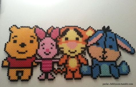 Rapping Gifts, Hama Beads Disney, Hama Disney, Perler Bead Designs, Winnie The Pooh And Friends, Hamma Beads Ideas, Easy Perler Bead Patterns, Melty Bead Patterns, Pooh And Friends