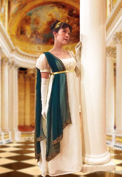 Regency Ivory Gown, Refreshed | It's All Frosting... Regency Ball, Dupatta Dress, Regency Gown, Greek Columns, Regency Era Fashion, Ivory Gown, Regency Dress, Regency Fashion, Dress Tutorials