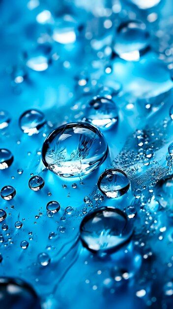 Photo water drops on a blue background | Premium Photo #Freepik #photo Water Dripping, Photo Water, Blue Photography, Water Background, Water Drip, Blue Background Images, About Water, Water Droplets, Water Drops