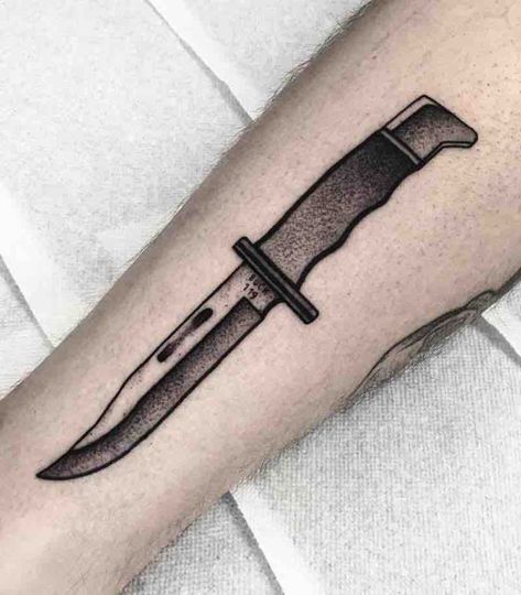 The Best Knife Tattoos Hunting Knife Tattoo, Traditional Knife Tattoo, Knife Tattoo Ideas, Tattoo Ideas Easy, Knife Tattoos, Knife Tattoo, Tattoo Inspiration Men, Traditional Tattoo Art, Simplistic Tattoos