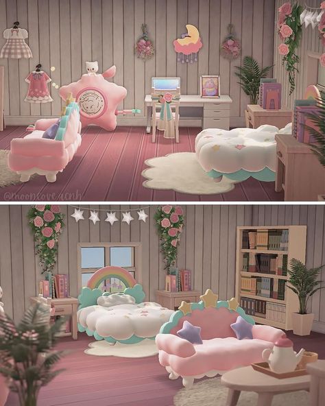 T A S H A ☾ no Instagram: “I just loved the Little Twin Stars furniture set so much that j wanted to do a little bedroom interior with it too! What’s your favorite…” Acnh Inspiration, Animal Crossing 3ds, Ac New Leaf, Animal Crossing Memes, Animal Crossing Guide, Happy Home Designer, Animal Crossing Wild World, Acnh Ideas, Animal Crossing Villagers