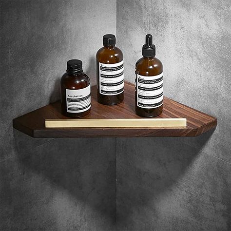 Bathroom Shelves Corner, Wood Shower Shelves, Bathroom Corner Shelves For Towels, Wooden Shower Shelf, Wood Shower Caddy, Corner Shelf Ideas Bathroom, Bathroom Decor Bamboo, Wood Shower Shelf, Shelving Ideas Bathroom